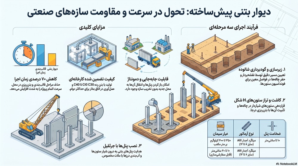 راهنمای جامع دیوار بتنی پیش‌ساخته صنعتی کبیر بتن